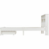 Bed with Shelves, White Wooden Storage Bed, Underbed Drawer - 3FT Single (90 x 190 cm) Frame Only-NACHESUK