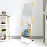 Hanging or Leaning, Large Floor Mirror with Gold Aluminum Alloy Frame for Living Room or Bedroom-NACHESUK