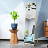 Hanging or Leaning, Large Floor Mirror with Gold Aluminum Alloy Frame for Living Room or Bedroom-NACHESUK