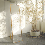 Hanging or Leaning, Large Floor Mirror with Gold Aluminum Alloy Frame for Living Room or Bedroom-NACHESUK