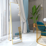 Hanging or Leaning, Large Floor Mirror with Gold Aluminum Alloy Frame for Living Room or Bedroom-NACHESUK