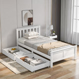 Wooden Solid White Pine Storage Bed with Drawers Bed Furniture Frame for Adults, Kids, Teenagers 3ft Single-NACHESUK