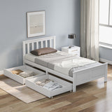 Wooden Solid White Pine Storage Bed with Drawers Bed Furniture Frame for Adults, Kids, Teenagers 3ft Single-NACHESUK