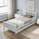 Wooden Solid White Pine Storage Bed with Drawers Bed Furniture Frame for Adults, Kids, Teenagers 3ft Single-NACHESUK