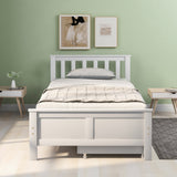 Wooden Solid White Pine Storage Bed with Drawers Bed Furniture Frame for Adults, Kids, Teenagers 3ft Single-NACHESUK