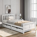 Wooden Solid White Pine Storage Bed with Drawers Bed Furniture Frame for Adults, Kids, Teenagers 3ft Single-NACHESUK