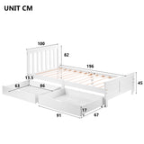 Wooden Solid White Pine Storage Bed with Drawers Bed Furniture Frame for Adults, Kids, Teenagers 3ft Single-NACHESUK