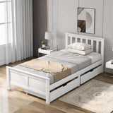 Wooden Solid White Pine Storage Bed with Drawers Bed Furniture Frame for Adults, Kids, Teenagers 3ft Single-NACHESUK