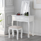 White Dressing Table Set with Mirror and Stool Makeup Desk Dresser Bedroom-NACHESUK