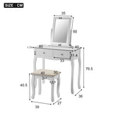 White Dressing Table Set with Mirror and Stool Makeup Desk Dresser Bedroom-NACHESUK