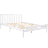 Wooden Bed Frame in White, Double Bed 4ft6 Solid Wooden Bed Frame, Bedroom Furniture for Adults, Kids, Teenagers, 135 x 190 cm (Mattress Included)-NACHESUK