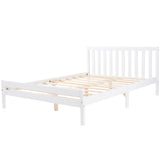 Wooden Bed Frame in White, Double Bed 4ft6 Solid Wooden Bed Frame, Bedroom Furniture for Adults, Kids, Teenagers, 135 x 190 cm (Mattress Included)-NACHESUK