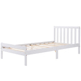 Wooden Bed Frame in White, Single Bed 3ft Solid Wooden Bed Frame (Mattress Included)-NACHESUK