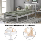 Wooden Bed Frame in White, Single Bed 3ft Solid Wooden Bed Frame (Mattress Included)-NACHESUK