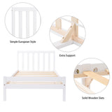 Wooden Bed Frame in White, Single Bed 3ft Solid Wooden Bed Frame (Mattress Included)-NACHESUK