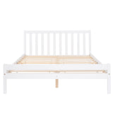 Wooden Bed Frame in White, Double Bed 4ft6 Solid Wooden Bed Frame, Bedroom Furniture for Adults, Kids, Teenagers, 135 x 190 cm (Mattress Included)-NACHESUK