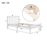 Wooden Bed Frame in White, Single Bed 3ft Solid Wooden Bed Frame (Mattress Included)-NACHESUK