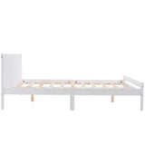 Wooden Bed Frame in White, Double Bed 4ft6 Solid Wooden Bed Frame, Bedroom Furniture for Adults, Kids, Teenagers, 135 x 190 cm (Mattress Included)-NACHESUK