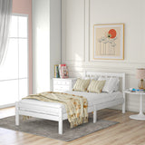 Wooden Bed Frame in White, Single Bed 3ft Solid Wooden Bed Frame (Mattress Included)-NACHESUK