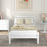 Wooden Bed Frame in White, Single Bed 3ft Solid Wooden Bed Frame (Mattress Included)-NACHESUK