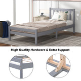 Wooden Bed Frame in Grey, Single Bed 3ft Solid Wooden Bed Frame, Bedroom Furniture for Adults-NACHESUK