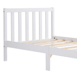 Wooden Bed Frame in White, Single Bed 3ft Solid Wooden Bed Frame (Mattress Included)-NACHESUK