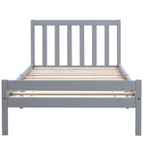 Wooden Bed Frame in Grey, Single Bed 3ft Solid Wooden Bed Frame, Bedroom Furniture for Adults-NACHESUK