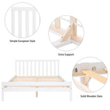 Wooden Bed Frame in White, Double Bed 4ft6 Solid Wooden Bed Frame, Bedroom Furniture for Adults, Kids, Teenagers, 135 x 190 cm (Mattress Included)-NACHESUK