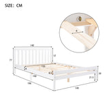 Wooden Bed Frame in White, Double Bed 4ft6 Solid Wooden Bed Frame, Bedroom Furniture for Adults, Kids, Teenagers, 135 x 190 cm (Mattress Included)-NACHESUK