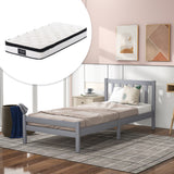 Wooden Bed Frame in Grey, Single Bed 3ft Solid Wooden Bed Frame, Bedroom Furniture for Adults-NACHESUK