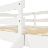 Bunk Bed Triple Sleeper with Side Ladder for Children and Teens 3FT, White (90x190cm,90x200cm)-NACHESUK