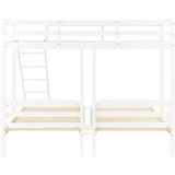 Bunk Bed Triple Sleeper with Side Ladder for Children and Teens 3FT, White (90x190cm,90x200cm)-NACHESUK