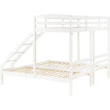 Bunk Bed Triple Sleeper with Side Ladder for Children and Teens 3FT, White (90x190cm,90x200cm)-NACHESUK