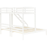 Bunk Bed Triple Sleeper with Side Ladder for Children and Teens 3FT, White (90x190cm,90x200cm)-NACHESUK