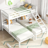 Bunk Bed Triple Sleeper with Side Ladder for Children and Teens 3FT, White (90x190cm,90x200cm)-NACHESUK