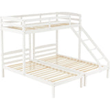 Bunk Bed Triple Sleeper with Side Ladder for Children and Teens 3FT, White (90x190cm,90x200cm)-NACHESUK