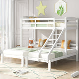 Bunk Bed Triple Sleeper with Side Ladder for Children and Teens 3FT, White (90x190cm,90x200cm)-NACHESUK