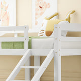 Bunk Bed Triple Sleeper with Side Ladder for Children and Teens 3FT, White (90x190cm,90x200cm)-NACHESUK