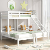 Bunk Bed Triple Sleeper with Side Ladder for Children and Teens 3FT, White (90x190cm,90x200cm)-NACHESUK