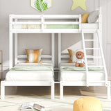 Bunk Bed Triple Sleeper with Side Ladder for Children and Teens 3FT, White (90x190cm,90x200cm)-NACHESUK