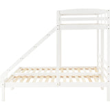 Bunk Bed Triple Sleeper with Side Ladder for Children and Teens 3FT, White (90x190cm,90x200cm)-NACHESUK