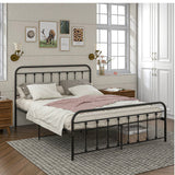 Metal Bed Frame, 4FT6 Solid Platform Bed with Headboard and Footboard for Adult Kids Teenagers, Steel Slat Support-NACHES