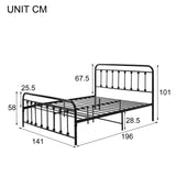 Metal Bed Frame, 4FT6 Solid Platform Bed with Headboard and Footboard for Adult Kids Teenagers, Steel Slat Support-NACHES