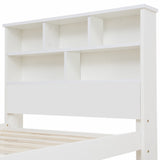 Bed with Shelves, White Wooden Storage Bed, Underbed Drawer - 3FT Single (90 x 190 cm) Frame Only-NACHESUK