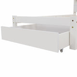 Bed with Shelves, White Wooden Storage Bed, Underbed Drawer - 3FT Single (90 x 190 cm) Frame Only-NACHESUK