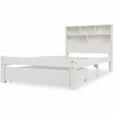 Bed with Shelves, White Wooden Storage Bed, Underbed Drawer - 3FT Single (90 x 190 cm) Frame Only-NACHESUK