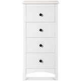 Tall Chest of 4 Drawers White Bedside Cabinet Wood Storage Chest Bedroom Hallway Anti-Tipping Supports-NACHESUK