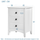 Bedside Cabinet Set of 2 White Chest of Drawers Bedroom Bedside Table-NACHESUK