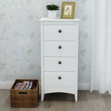 Tall Chest of 4 Drawers White Bedside Cabinet Wood Storage Chest Bedroom Hallway Anti-Tipping Supports-NACHESUK