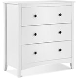 Large Chest of 3 Drawers White Cabinet Storage Unite Wood Anti-Bowing Supports-NACHESUK